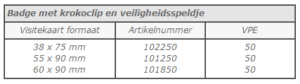 Badges tabel krokoclip veiligheids