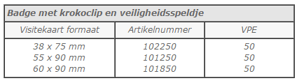 Badges tabel krokoclip met veiligheidsspeldje